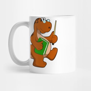 Dinosaur as Teacher with Book & Glasses Mug